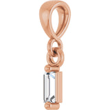 14K Gold Straight Baguette Natural Diamond Solitaire Pendant - Rose Gold - view 2