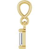 14K Gold Straight Baguette Natural Diamond Solitaire Pendant - Yellow Gold - view 3