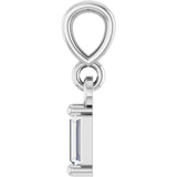 14K Gold Straight Baguette Natural Diamond Solitaire Pendant - White Gold - view 3