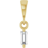 14K Gold Straight Baguette Natural Diamond Solitaire Pendant - Yellow Gold