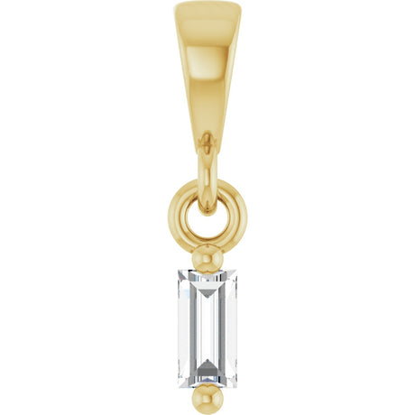 14K Gold Straight Baguette Natural Diamond Solitaire Pendant - Yellow Gold