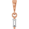 14K Gold Straight Baguette Natural Diamond Solitaire Pendant - Rose Gold