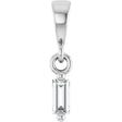 Platinum Straight Baguette Natural Diamond Solitaire Pendant
