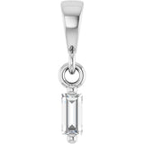 Platinum Straight Baguette Natural Diamond Solitaire Pendant