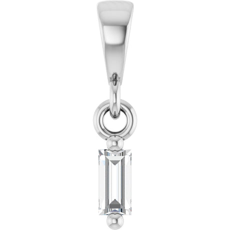 Platinum Straight Baguette Natural Diamond Solitaire Pendant