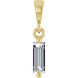 14K Gold Straight Baguette Natural Diamond Solitaire Pendant - Yellow Gold