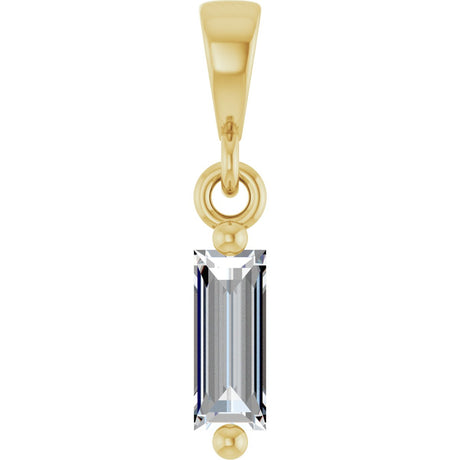 14K Gold Straight Baguette Natural Diamond Solitaire Pendant - Yellow Gold