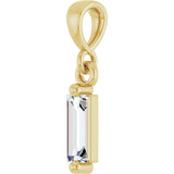 14K Gold Straight Baguette Natural Diamond Solitaire Pendant - Yellow Gold - view 2