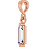 14K Gold Straight Baguette Natural Diamond Solitaire Pendant - Rose Gold - view 2