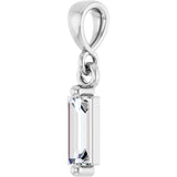 Platinum Straight Baguette Natural Diamond Solitaire Pendant - view 2
