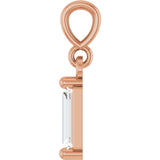 14K Gold Straight Baguette Natural Diamond Solitaire Pendant - Rose Gold - view 3