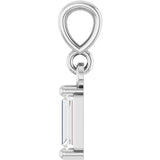14K Gold Straight Baguette Natural Diamond Solitaire Pendant - White Gold - view 3