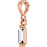 14K Gold Straight Baguette Natural Diamond Solitaire Pendant - Rose Gold - view 2