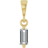 14K Gold Straight Baguette Natural Diamond Solitaire Pendant - Yellow Gold