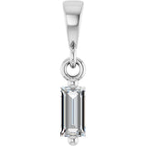 Platinum Straight Baguette Natural Diamond Solitaire Pendant