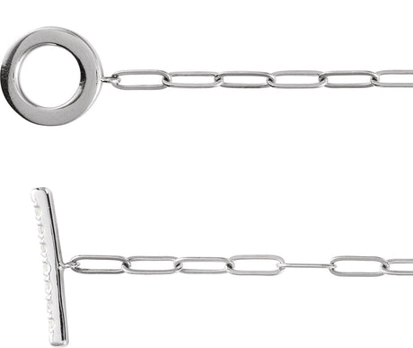 14K Gold Round Natural Diamond Accented Toggle Bracelet - White Gold