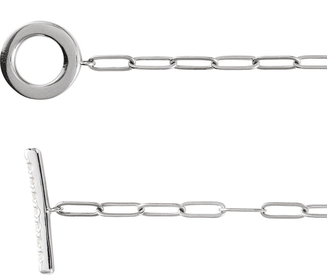 14K Gold Round Natural Diamond Accented Toggle Bracelet - White Gold