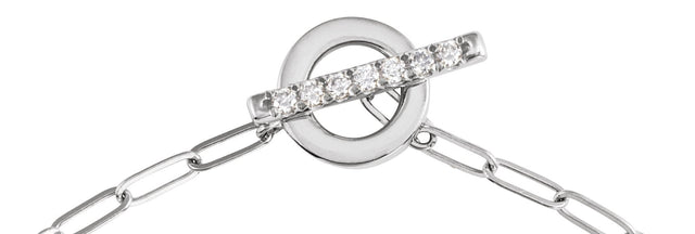 14K Gold Round Natural Diamond Accented Toggle Bracelet - White Gold - view 4