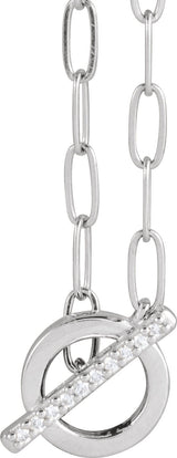 14K Gold Round Natural Diamond Accented Toggle Necklace - White Gold