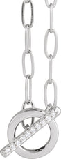 14K Gold Round Natural Diamond Accented Toggle Necklace - White Gold