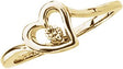 14K Gold Round Natural Diamond Accented Heart Ring – 2.5mm Stones - Yellow Gold