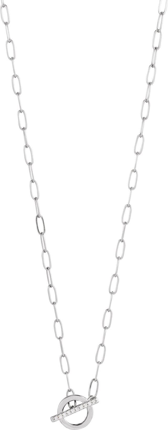 14K Gold Round Natural Diamond Accented Toggle Necklace - White Gold - view 4