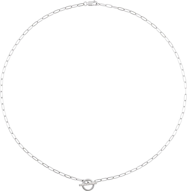 14K Gold Round Natural Diamond Accented Toggle Necklace - White Gold - view 3