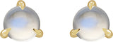 14K Gold Natural Rainbow Moonstone Round 3-Prong Claw Rose-Cut Stud Earrings - Yellow Gold - view 2
