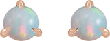 14K Gold Natural White Opal Round 3-Prong Claw Rose-Cut Stud Earrings - Rose Gold - view 2