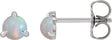 Platinum Natural White Opal Round 3-Prong Claw Rose-Cut Stud Earrings
