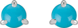 Platinum Natural Turquoise Round 3-Prong Claw Rose-Cut Stud Earrings - view 2