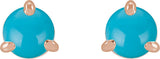 14K Gold Natural Turquoise Round 3-Prong Claw Rose-Cut Stud Earrings - Rose Gold - view 2