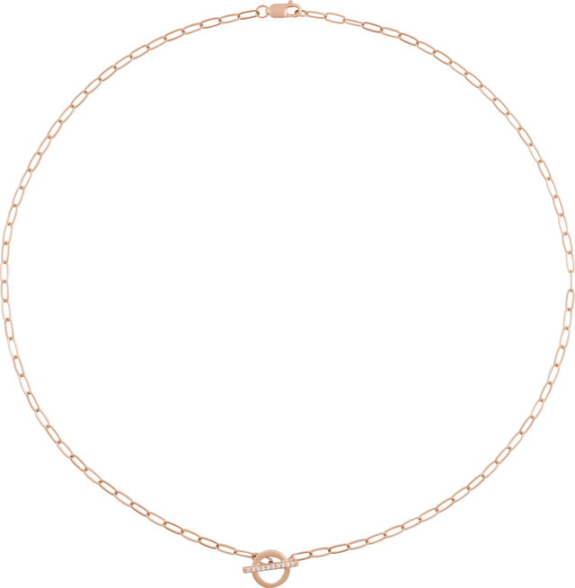 14K Gold Round Natural Diamond Accented Toggle Necklace - Rose Gold - view 3