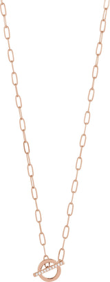 14K Gold Round Natural Diamond Accented Toggle Necklace - Rose Gold - view 4