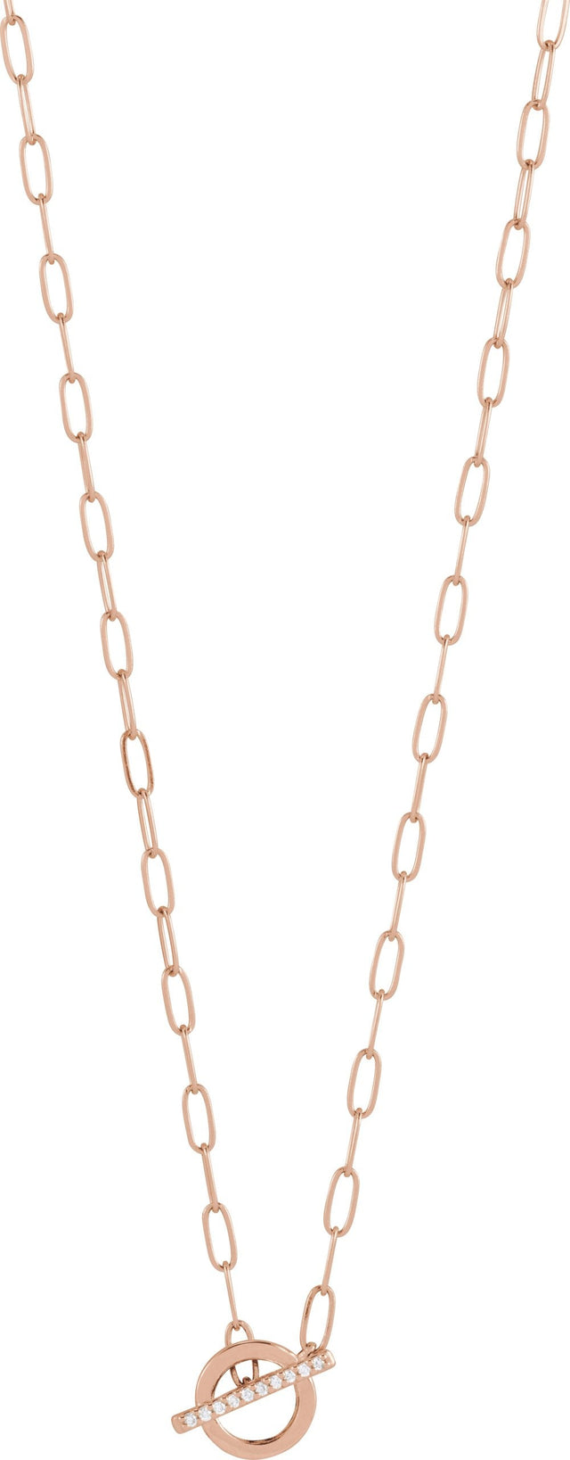 14K Gold Round Natural Diamond Accented Toggle Necklace - Rose Gold - view 4