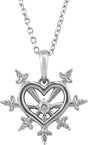 Platinum Round Natural Diamond Heart & Daggers Necklace or Pendant