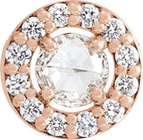 14K Gold Round Natural Diamond Halo-Style Rose-Cut Necklace or Pendant - Rose Gold