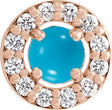 14K Gold Round Natural Turquoise Halo-Style Rose-Cut Necklace or Pendant - Rose Gold