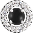 Platinum Round Natural Black Onyx Halo-Style Rose-Cut Necklace or Pendant