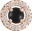 14K Gold Round Natural Black Onyx Halo-Style Rose-Cut Necklace or Pendant - Rose Gold