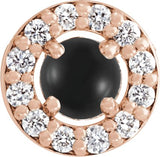 14K Gold Round Natural Black Onyx Halo-Style Rose-Cut Necklace or Pendant - Rose Gold