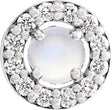 Platinum Round Natural Rainbow Moonstone Halo-Style Rose-Cut Necklace or Pendant