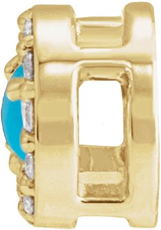 14K Gold Round Natural Turquoise Halo-Style Rose-Cut Necklace or Pendant - Yellow Gold - view 2
