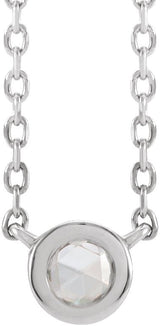 14K Gold Round Natural Diamond Rose-Cut Bezel-Set Necklace - White Gold