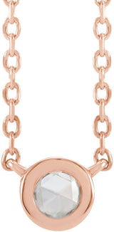 14K Gold Round Natural Diamond Rose-Cut Bezel-Set Necklace - Rose Gold