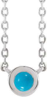 Platinum Round Natural Turquoise Rose-Cut Bezel-Set Necklace