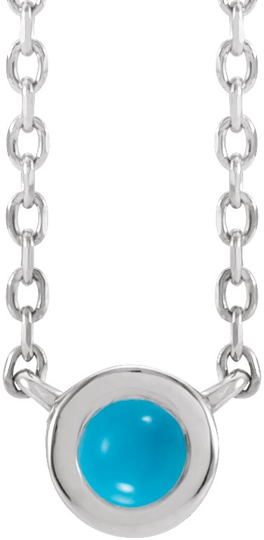 Platinum Round Natural Turquoise Rose-Cut Bezel-Set Necklace