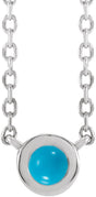 Platinum Round Natural Turquoise Rose-Cut Bezel-Set Necklace