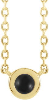 14K Gold Round Natural Black Onyx Rose-Cut Bezel-Set Necklace - Yellow Gold