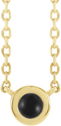 14K Gold Round Natural Black Onyx Rose-Cut Bezel-Set Necklace - Yellow Gold